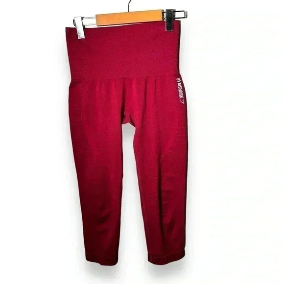 Gymshark Energy Seamless Crop LeggingsRed/Pink Athletic Wear Gym Sz S - Picture 1 of 6